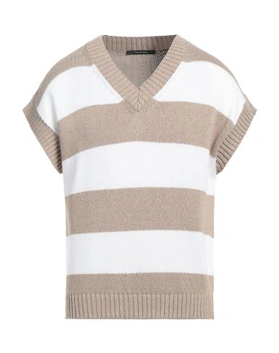 Shop Tagliatore Man Sweater Khaki Size 42 Cotton, Linen In Beige