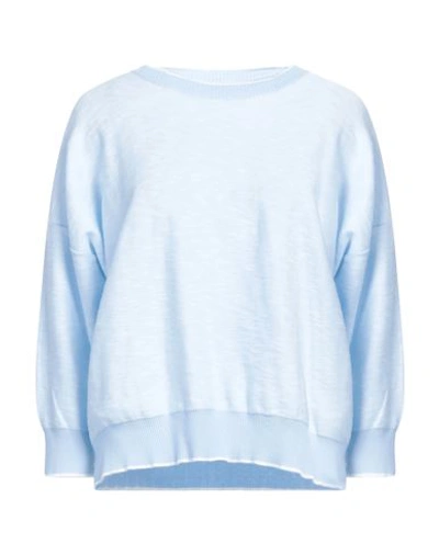 Shop Peserico Easy Woman Sweater Sky Blue Size 6 Cotton