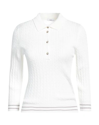 Shop Peserico Easy Woman Sweater Cream Size 6 Cotton, Viscose, Metallic Fiber, Polyester In White
