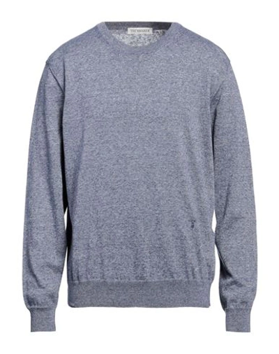 Shop Trussardi Man Sweater Slate Blue Size 3xl Linen, Polyester