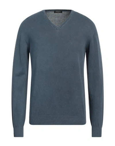 Shop Arovescio Man Sweater Slate Blue Size 40 Cotton