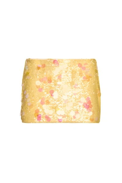 Danielle Guizio Ny Low Rise Paillette Mini Skirt In Soft Daisy