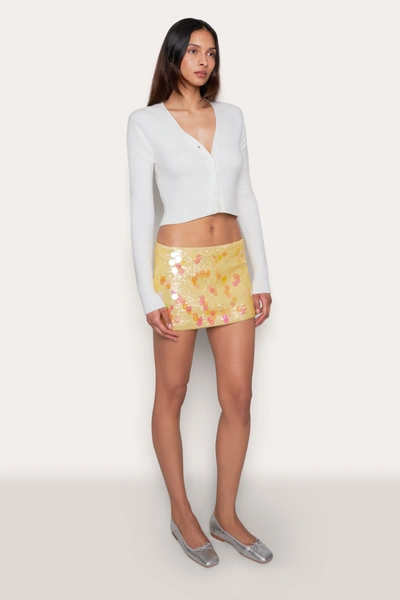 Shop Danielle Guizio Ny Low Rise Paillette Skirt In Soft Daisy