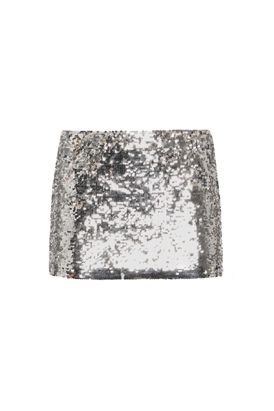 Shop Danielle Guizio Ny Low Rise Sequin Mini Skirt In Silver