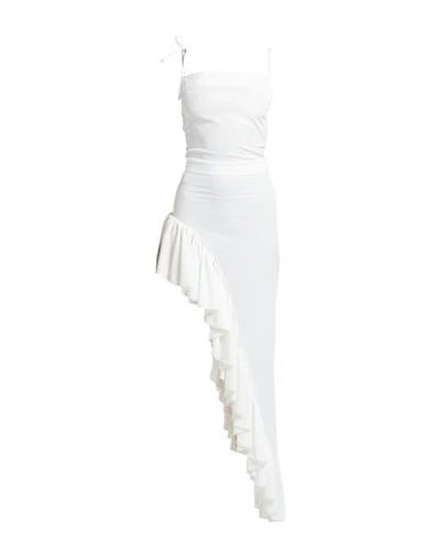 Shop Alberto Audenino Woman Mini Dress Off White Size M Polyester, Elastane