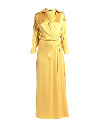 Shop Actualee Woman Maxi Dress Ocher Size 6 Polyester In Yellow
