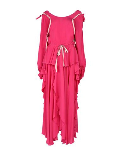 Shop Alessandro De Benedetti Woman Maxi Dress Magenta Size 6 Polyester, Silk