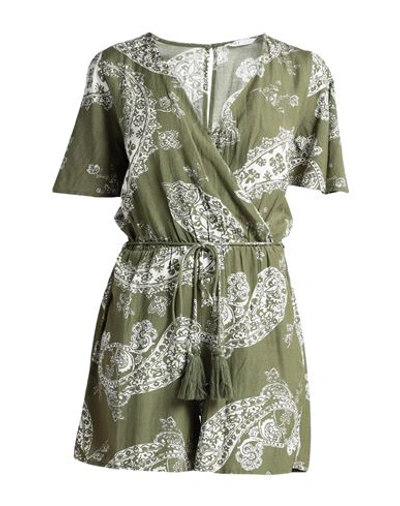 Shop Only Woman Jumpsuit Military Green Size L Viscose, Cotton, Linen
