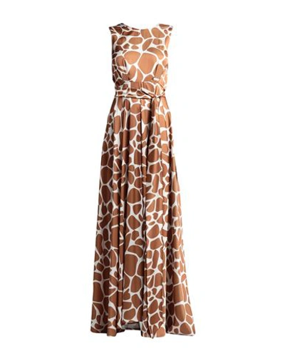 Shop Giada Curti Resort Woman Maxi Dress Camel Size 8 Polyester In Beige