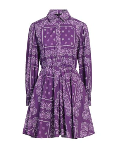 Shop Maje Woman Mini Dress Dark Purple Size 8 Cotton