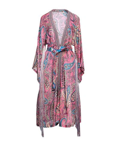 Shop Anjuna Woman Overcoat & Trench Coat Fuchsia Size M Cotton, Silk In Pink