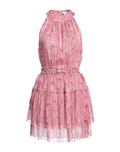 Shop Poupette St Barth Woman Mini Dress Fuchsia Size L Silk In Pink