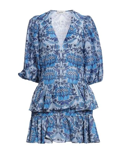 Shop Sandro Woman Mini Dress Light Blue Size 8 Linen, Viscose
