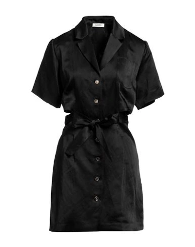 Sandro Woman Mini Dress Black Size 6 Viscose, Linen In Black
