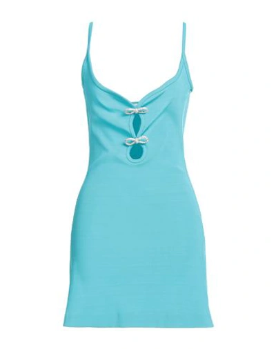 Shop Mach & Mach Woman Mini Dress Azure Size 10 Viscose, Polyamide, Elastane In Blue