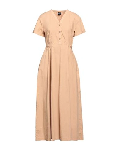 Shop Aspesi Woman Maxi Dress Camel Size 8 Cotton In Beige