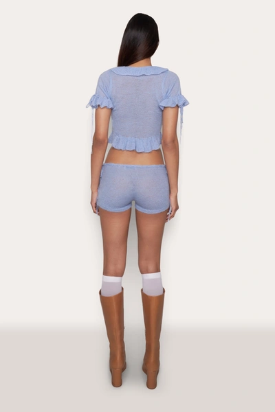 Shop Danielle Guizio Ny Ruffle Knit Tie Top In Baby Blue