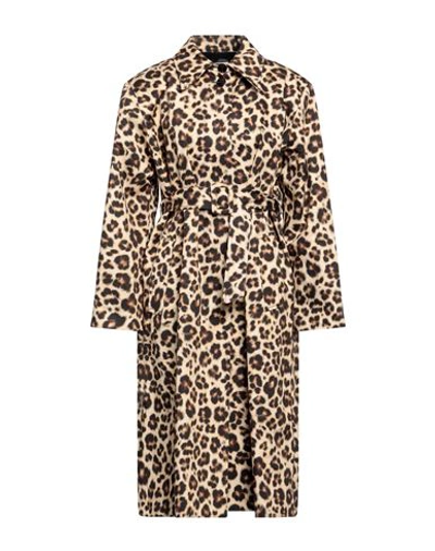 Shop Sandro Woman Overcoat & Trench Coat Beige Size 2 Cotton