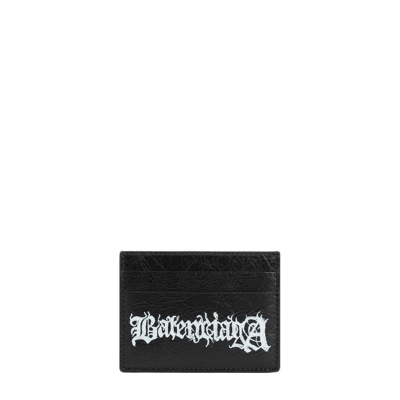 Shop Balenciaga Logo Printed Card Holder In Black