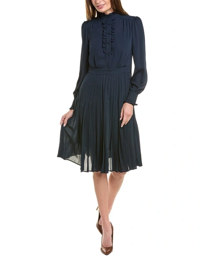 Shop Brooks Brothers Ruffle Shirtdress In Blue
