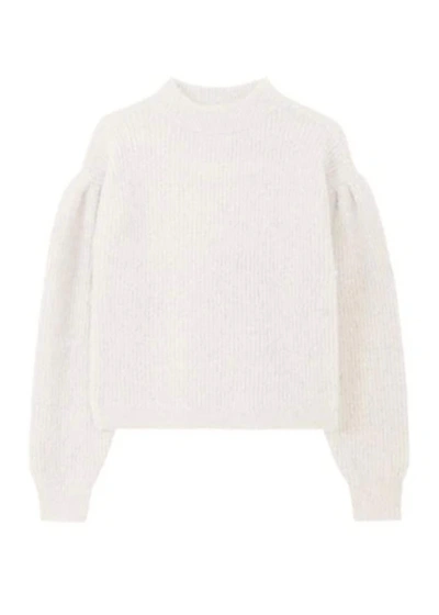 Shop 525 America Fass Boucle Puff Sleeve Pullover Sweater In Chalk In White