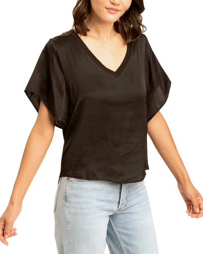 Shop Threads 4 Thought Averil Oversized Sateen V-neck Top In Black