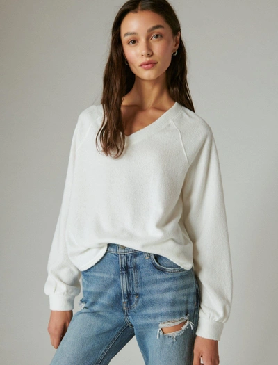 Shop Lucky Brand Women's Cloud Jersey V Neck Pullover In White
