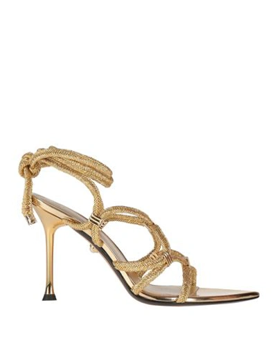 Shop Alevì Milano Aleví Milano Woman Sandals Gold Size 8 Textile Fibers