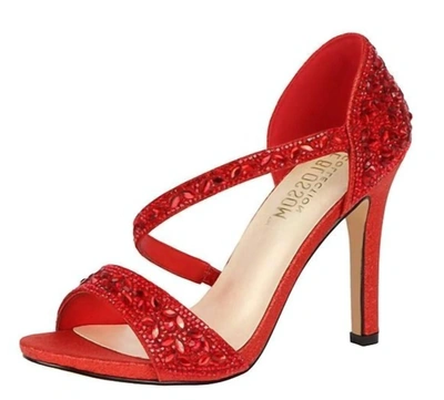 Blossom Footwear Sparkle Criss Cross High Heel In Red In Red