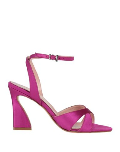 Shop Anna F . Woman Sandals Fuchsia Size 7 Textile Fibers In Pink