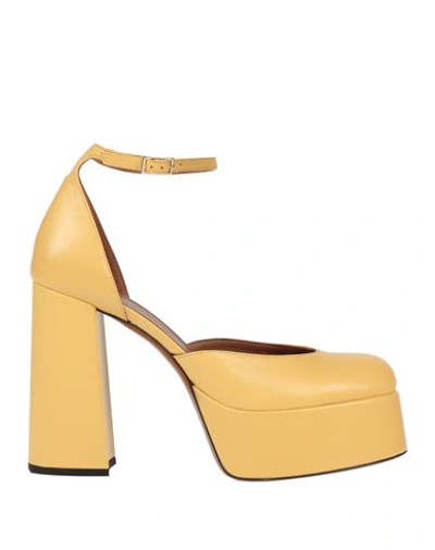 Shop Atp Atelier Woman Pumps Yellow Size 8 Leather