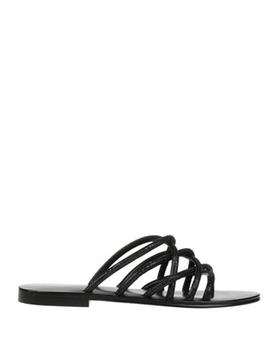 Shop Emanuélle Vee Woman Sandals Black Size 7 Textile Fibers