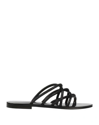 Emanuélle Vee Woman Sandals Black Size 7 Textile Fibers In Black