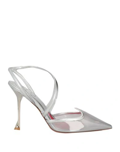 Shop Roger Vivier Woman Pumps Silver Size 8 Leather, Textile Fibers