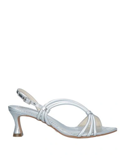 Shop Cecconello Woman Sandals Silver Size 7 Textile Fibers
