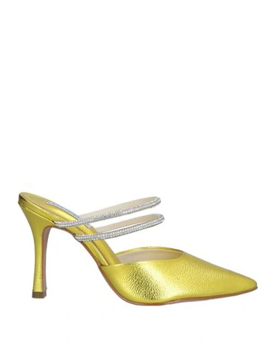 Shop Cecconello Woman Mules & Clogs Yellow Size 7 Textile Fibers