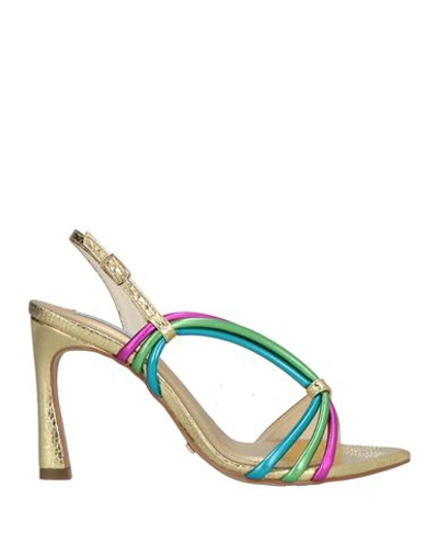 Shop Cecconello Woman Sandals Gold Size 7 Textile Fibers