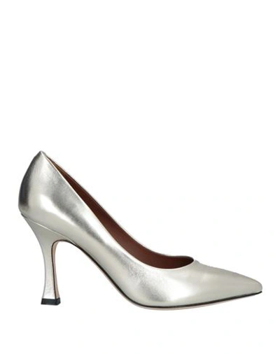 Shop Evaluna Woman Pumps Platinum Size 8 Leather In Grey