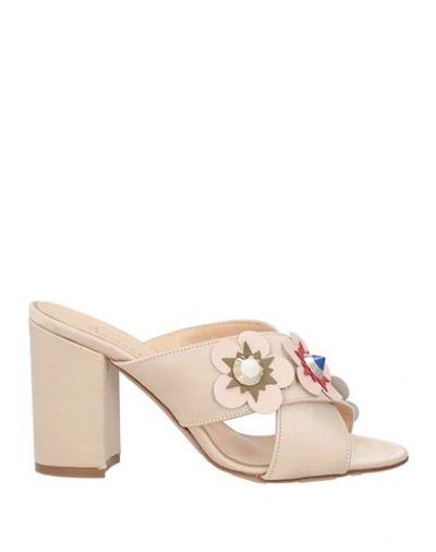 March 23 Woman Sandals Beige Size 8 Textile Fibers In Beige