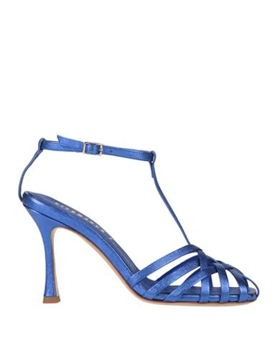 Shop Gianmarco F. Woman Sandals Blue Size 7 Leather