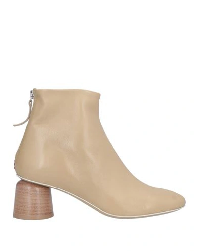 Shop Halmanera Woman Ankle Boots Sand Size 8 Leather In Beige