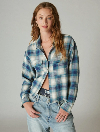 Shop Lucky Brand Women's Raw Edge Cropped Plaid In Multi