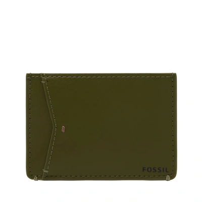 Shop Fossil Men's Joshua Cactus Leather Card Case In Green