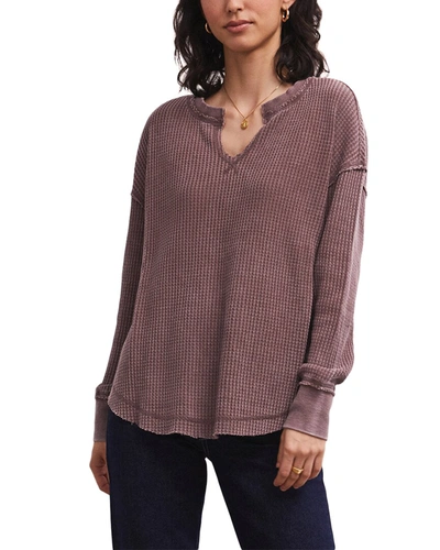 Shop Z Supply Driftwood Thermal Ls Top In Brown