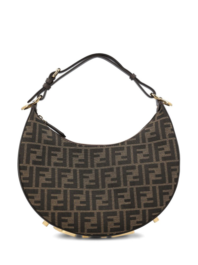Shop Fendi Graphy Small Hobo Bag In Brown