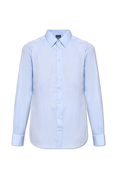 Shop Emporio Armani Cotton Shirt In Blue
