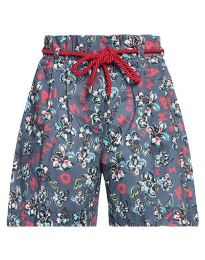 Emporio Armani Woman Shorts & Bermuda Shorts Slate Blue Size 10 Cotton, Polyester, Viscose In Blue