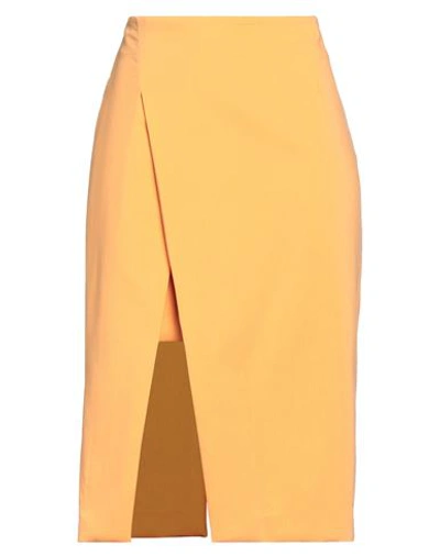 Maje Woman Midi Skirt Mandarin Size 6 Cotton, Polyamide, Elastane In Mandarin