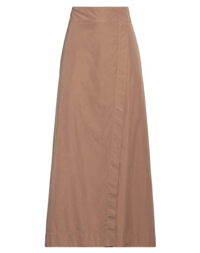Shop Barba Napoli Woman Maxi Skirt Camel Size 4 Cotton In Beige