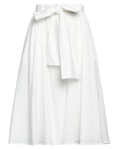 Shop Kenzo Woman Midi Skirt Off White Size 6 Cotton